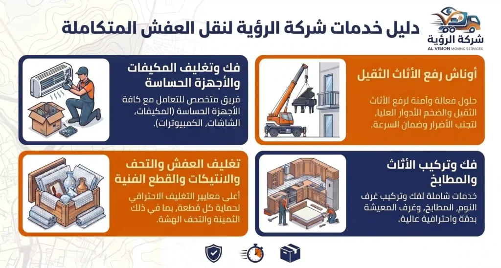 خدمات الرؤية افضل شركة نقل اثاث بالمرج