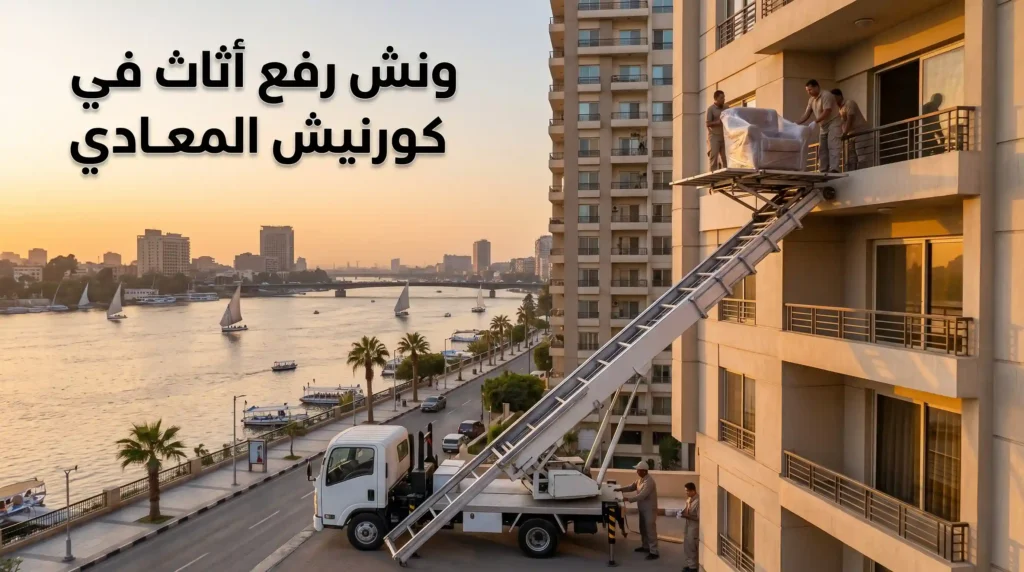 ونش رفع اثاث في كورنيش المعادي